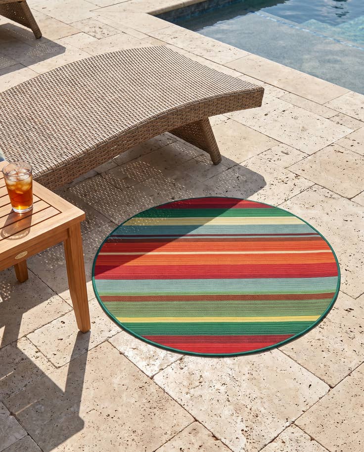 Detailansicht von 95cm x 95cm Leicht zu reinigen Modern Innen- / Aussenbereich Rund Teppich