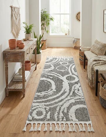 Gray Boho Runner Rug