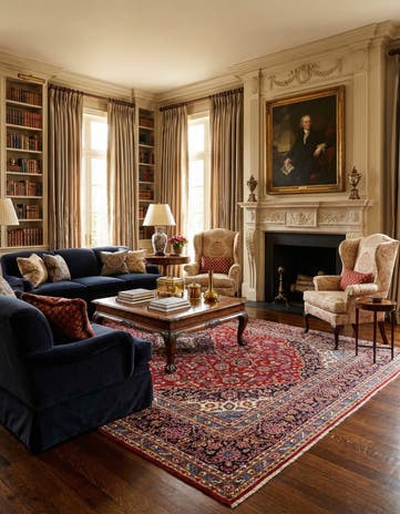 9' 8 x 13' Hand Knotted Kashan Persian Wool Rug