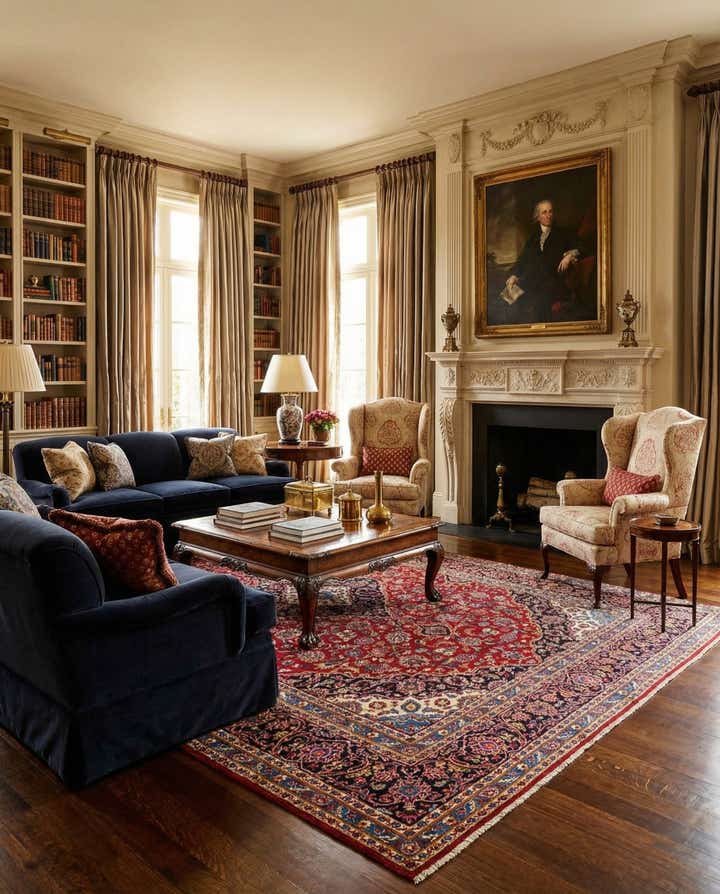 9' 8 x 13' Hand Knotted Kashan Persian Wool Rug