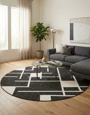 10' x 10' Easy-Clean Modern Indoor / Outdoor Round Rug