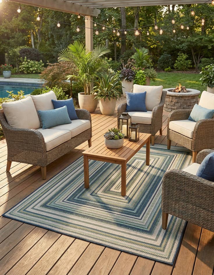 Detail image of 5' 3 x 7' 7  Washable Baja Indoor / Outdoor Rug