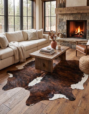 6' 1 x 6' 11 Cowhide Leather Rug