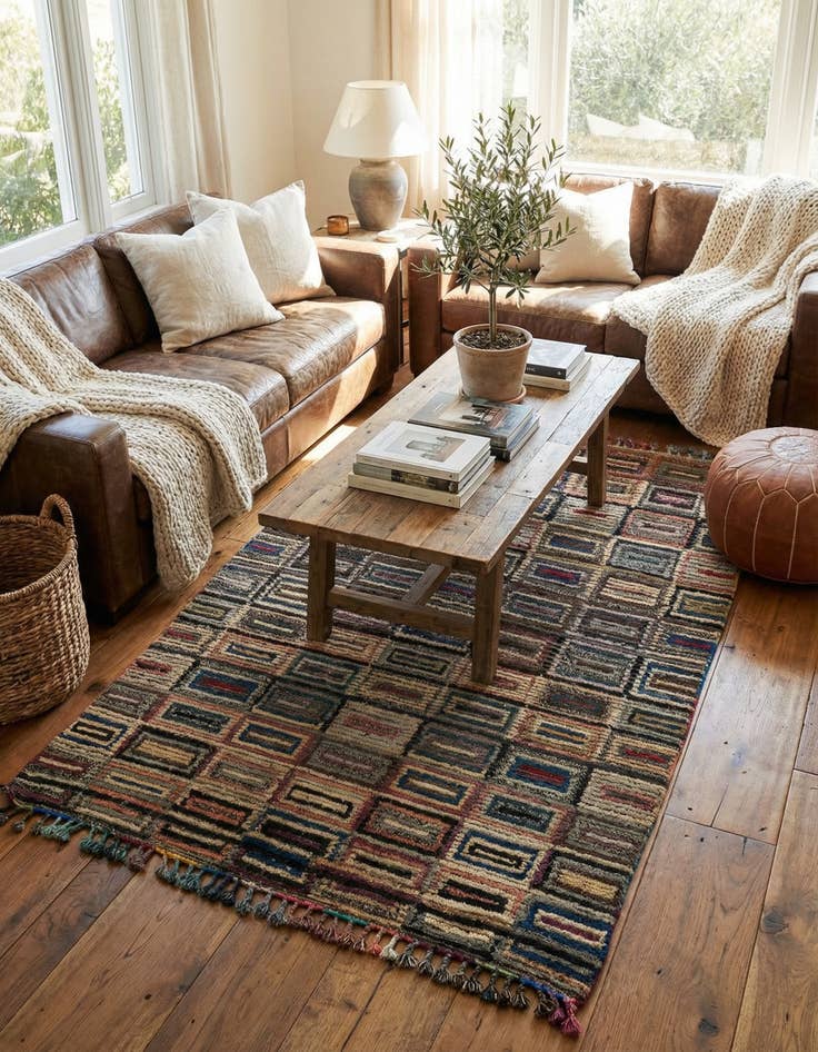 Detail image of  5' 5 x 8' 9  Hand Knotted Moroccan Wool Rug