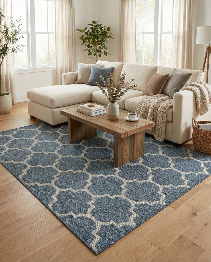 Detail image of 5' 3 x 7' Easy-Clean Lattice Indoor / Outdoor Rug