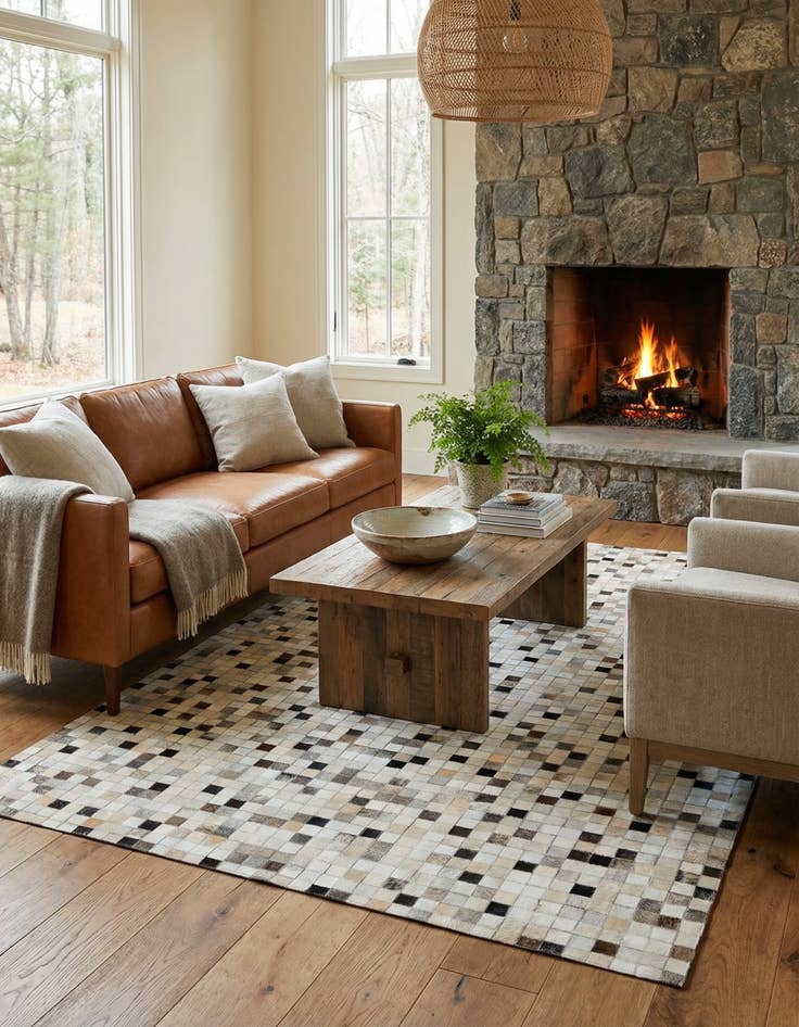 Detail image of 5' x 7' 11 Cowhide Stocks Rug