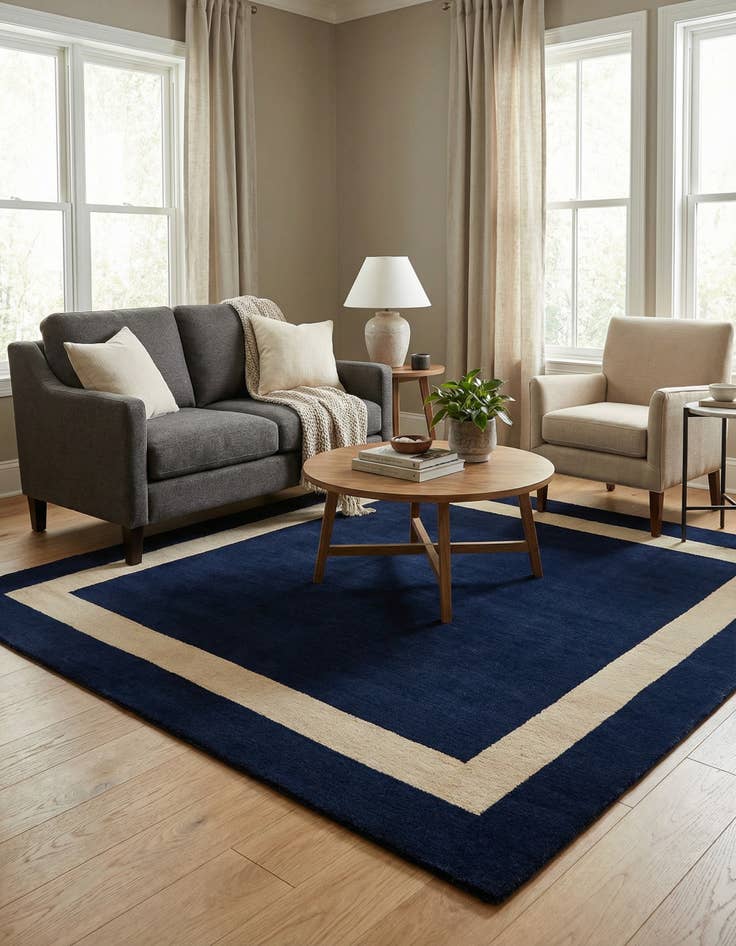 Detail image of  5' 1 x 5' 1 Jill Zarin Border Wool Square Rug