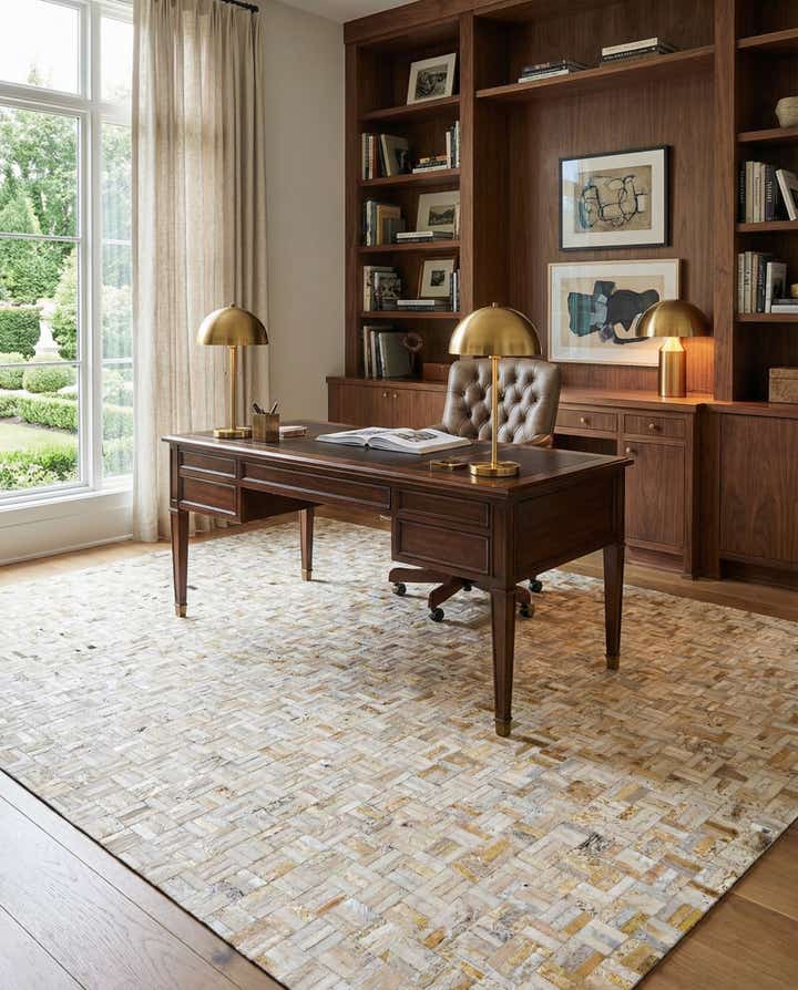 7' 11 x 9' 11 Cowhide Stocks Rug