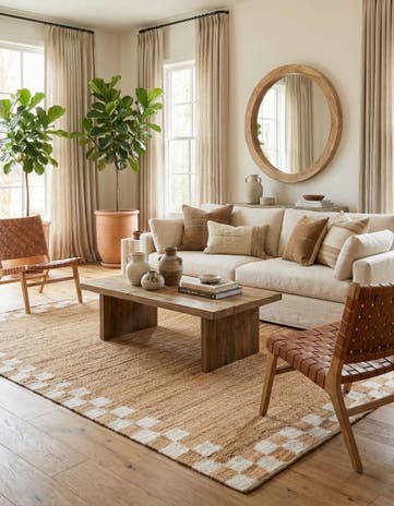 Natural and White Hand Woven Laurel Handwoven Jute Rug