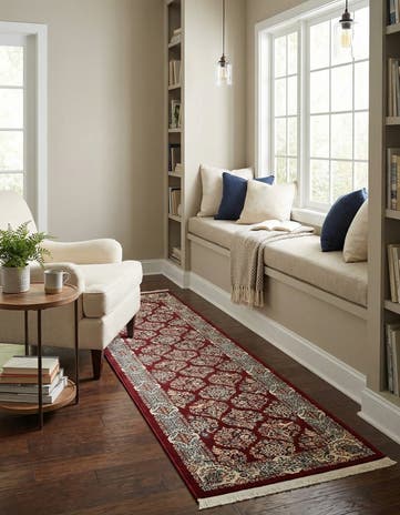 Burgundy Nain Design Runner Rug