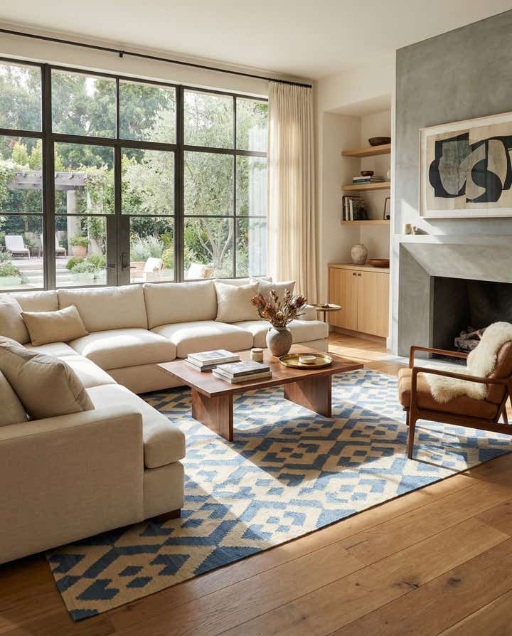 6' 2 x 8' 2 Hand Woven Kilim Modern Wool Rug