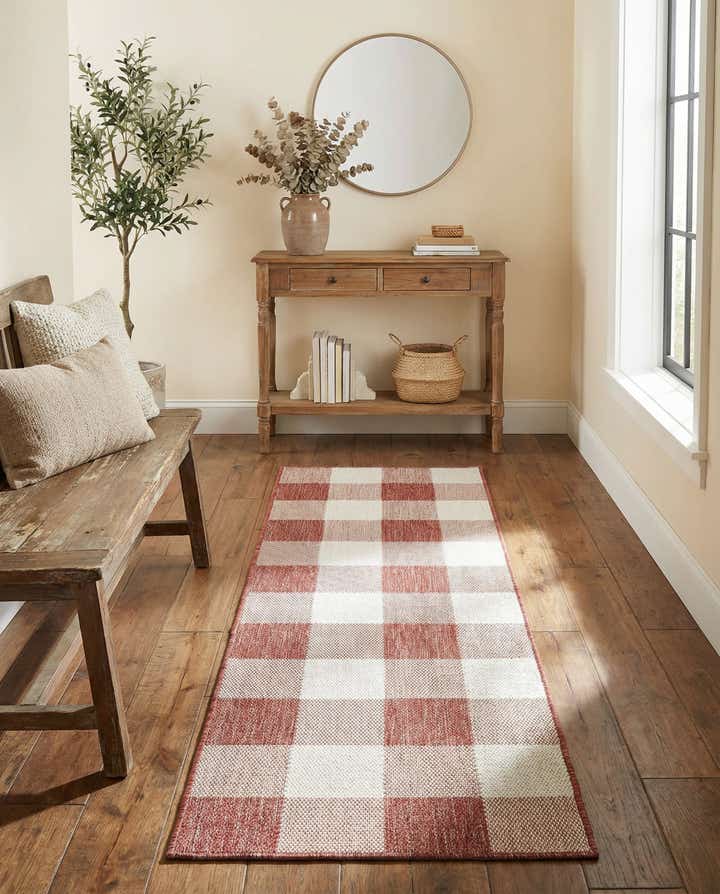 2' x 6' Easy-Clean Checkered Indoor / Outdoor Runner Rug