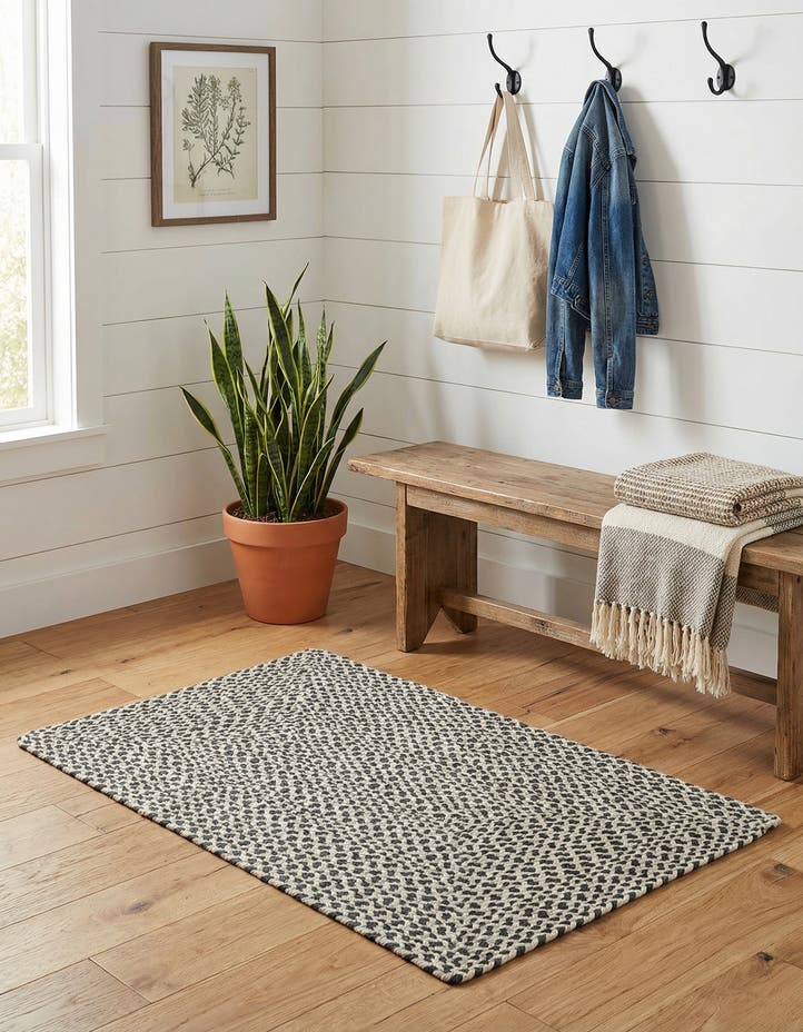 2' x 3' 1 Handmade Tweed Braided Jute Rug