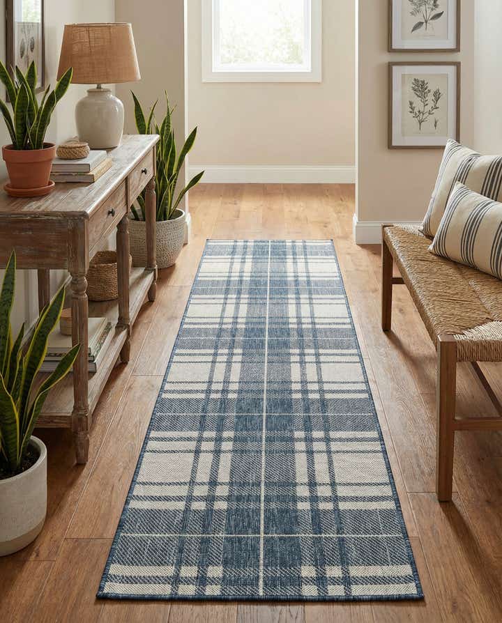 2' x 8' Easy-Clean Checkered Indoor / Outdoor Runner Rug