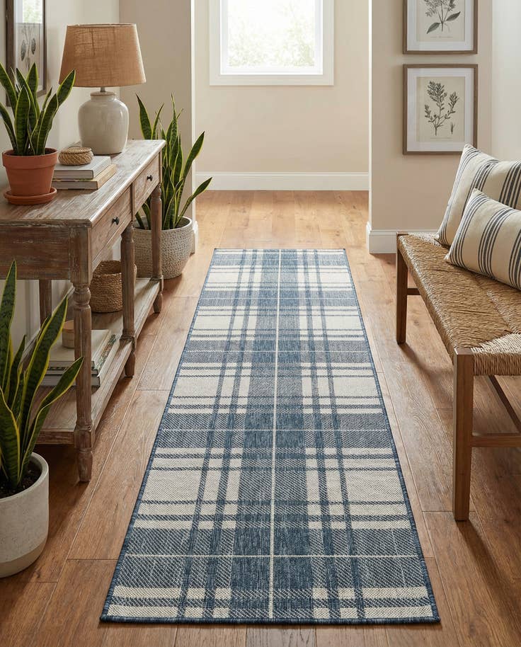 Detail image of 2' x 8' Easy-Clean Checkered Indoor / Outdoor Runner Rug