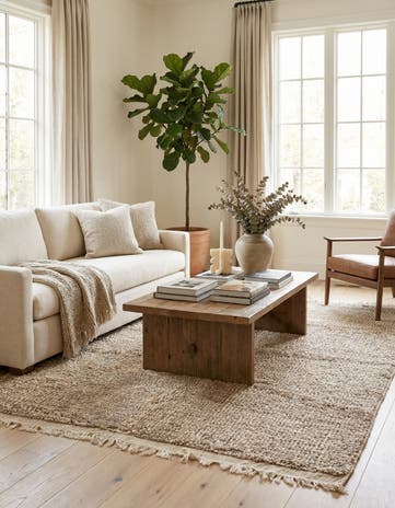 4' 9 x 6' 7 Hand Knotted Moroccan Wool Rug