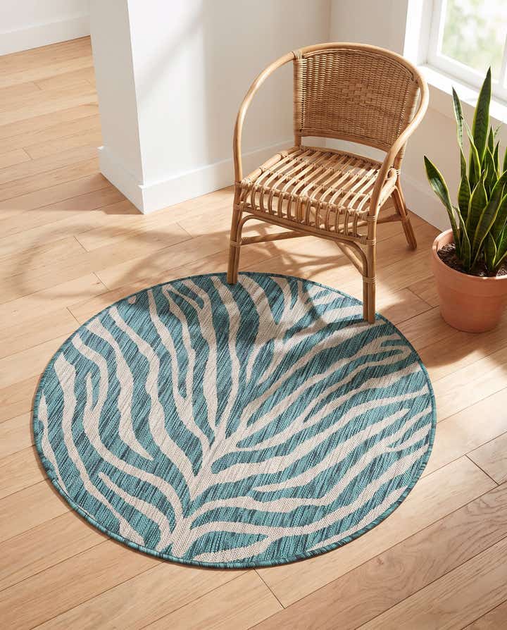 3' x 3' Easy-Clean Safari Indoor / Outdoor Round Rug