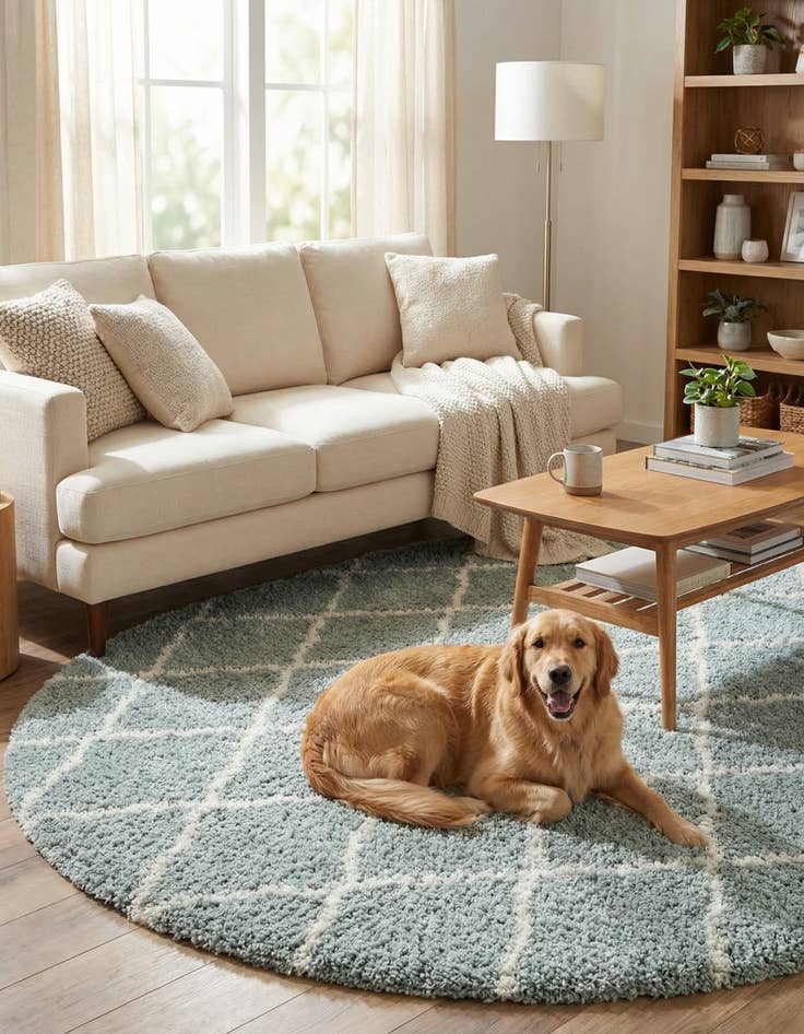 Detail image of  5' 3 x 5' 3 Soft Touch Shag Round Rug