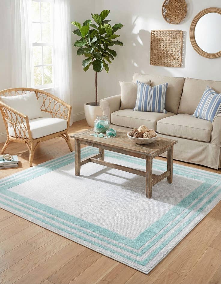 Detail image of  5' 3 x 5' 3  Washable Aruba Indoor / Outdoor Square Rug