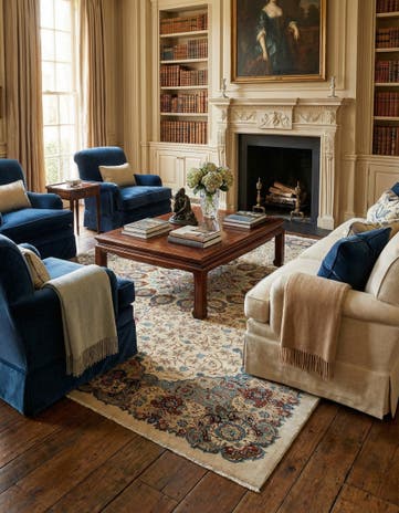10' 8 x 13' 7 Hand Knotted Kashan Persian Wool Rug