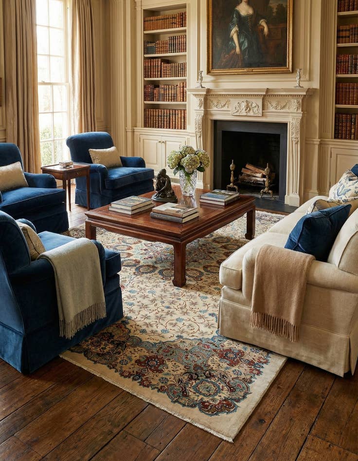 Detail image of 10' 8 x 13' 7  Hand Knotted Kashan Persian Wool Rug