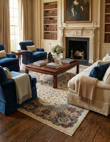 10' 8 x 13' 7 Hand Knotted Kashan Persian Wool Rug