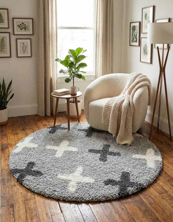 Detail image of  5' x 5' Athena Shag Round Rug