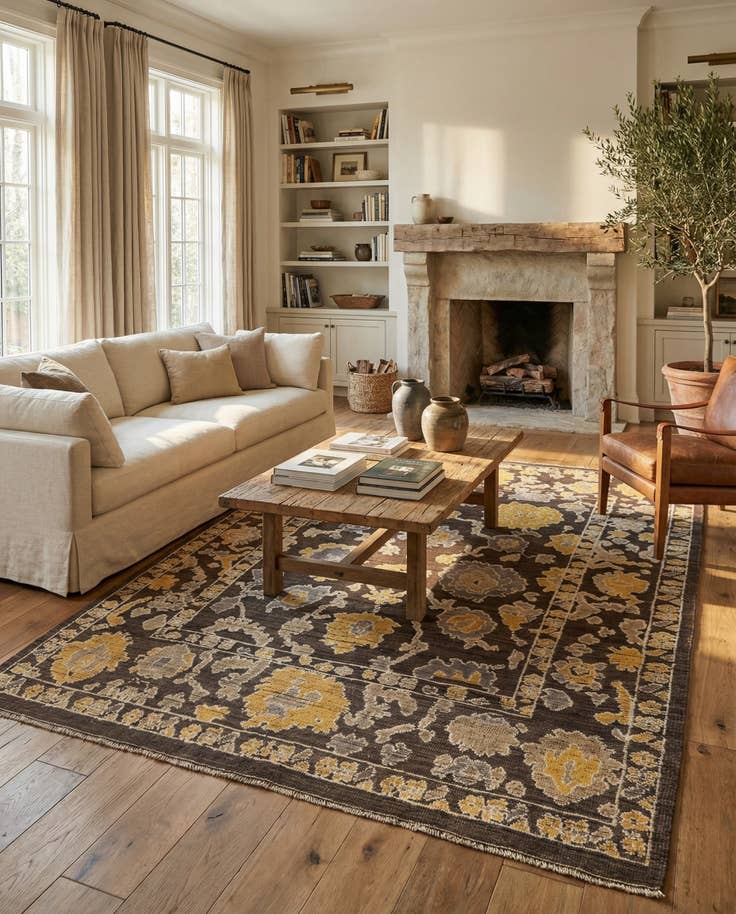 Detail image of 8' 5 x 10' 6 Hand Knotted Oushak Wool Rug