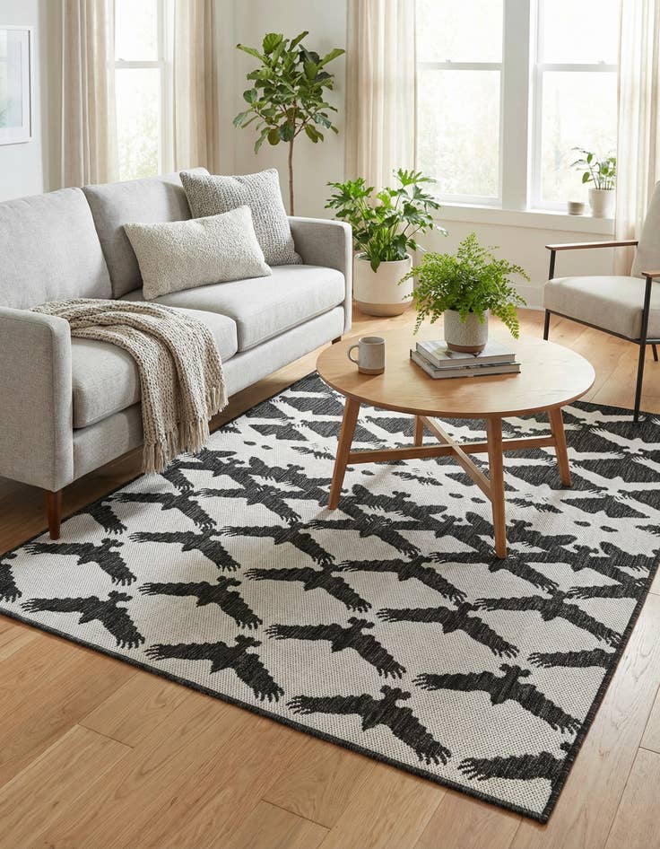 Detail image of 4' x 6'  Washable Modern Indoor / Outdoor Rug