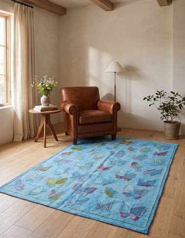 4' 3 x 5' 8 Hand Woven Kilim Suzani Wool Rug