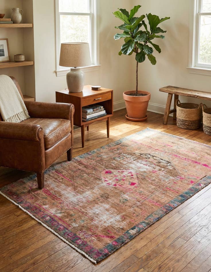 Detail image of 3' 6 x 6' 9  Hand Knotted Ultra Vintage Persian Wool Rug