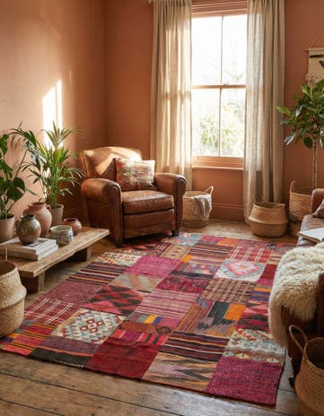 5' x 6' 8 Hand Woven Kilim Patchwork Wool Rug