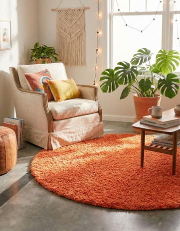 6' x 6' Solid Shag Round Rug