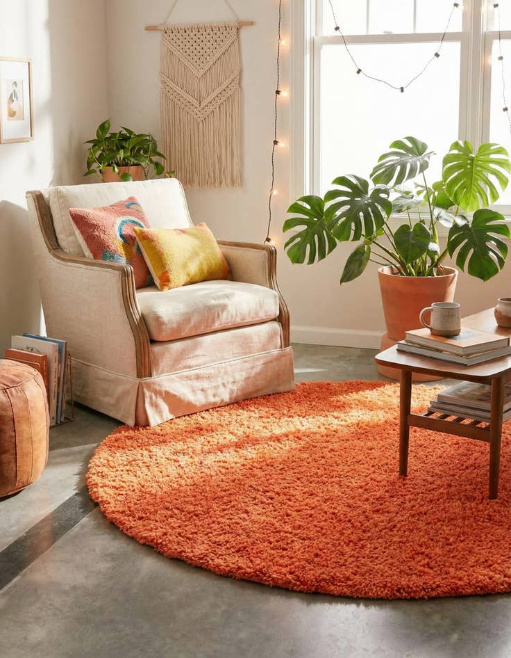 Detail image of  6' x 6' Solid Shag Round Rug