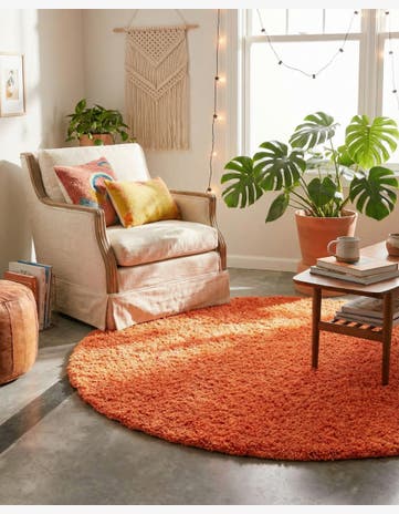 6' x 6' Solid Shag Round Rug