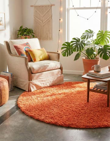 6' x 6' Solid Shag Round Rug