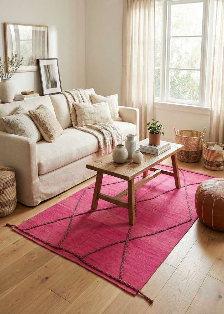 4' 6 x 6' 6 Hand Knotted Moroccan Wool Rug