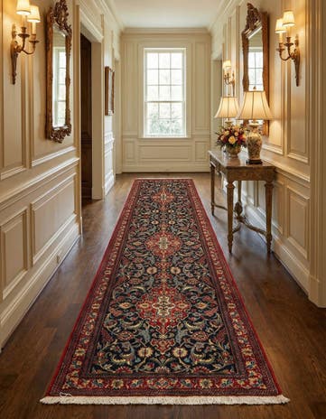 2' 7 x 13' 3 Hand Knotted Qom Persian Runner Rug