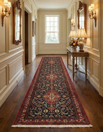 2' 7 x 13' 3 Hand Knotted Qom Persian Runner Rug
