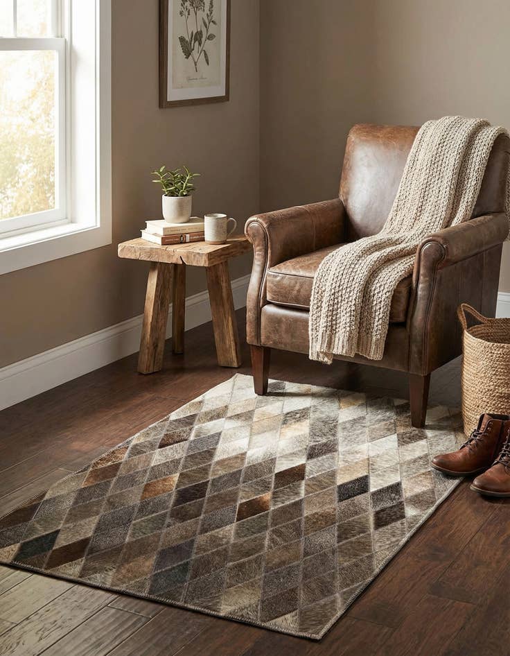 Detail image of 2' x 3' Cowhide Leather Rug