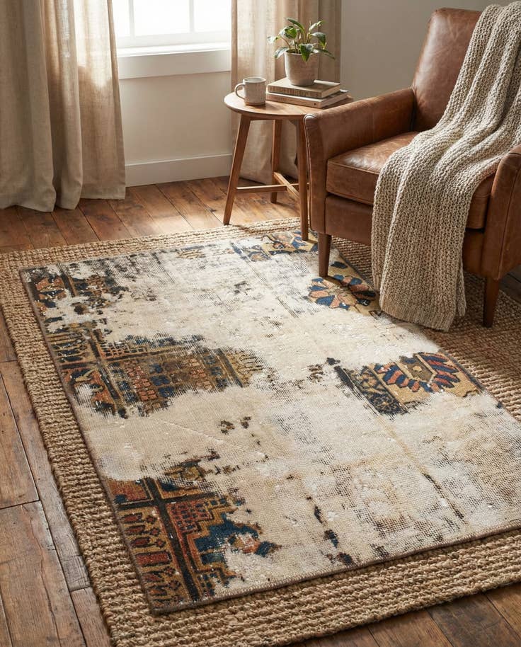 Detail image of 3' 2 x 4' 5 Hand Knotted Ultra Vintage Persian Wool Rug