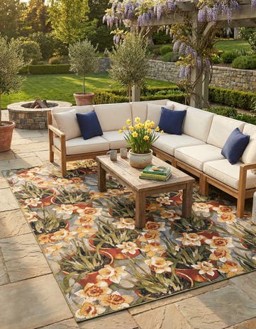 10' x 14' 2 Easy-Clean Botanical Indoor / Outdoor Rug