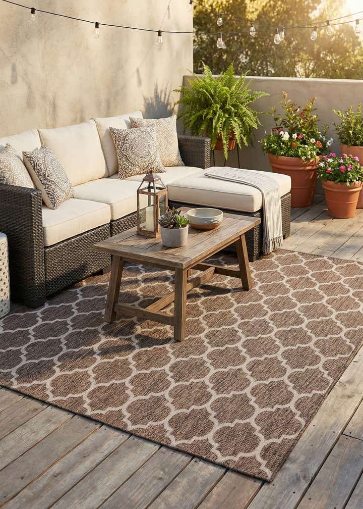 10' 8 x 10' 8 Easy-Clean Trellis Indoor / Outdoor Square Rug