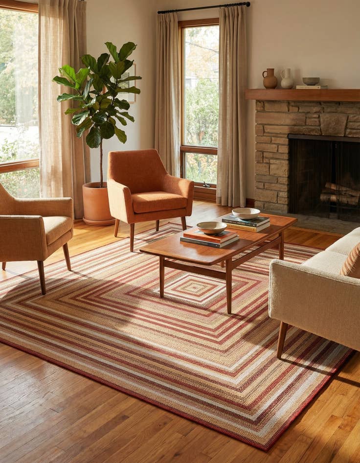 Detail image of 7' 10 x 7' 10  Washable Baja Indoor / Outdoor Square Rug