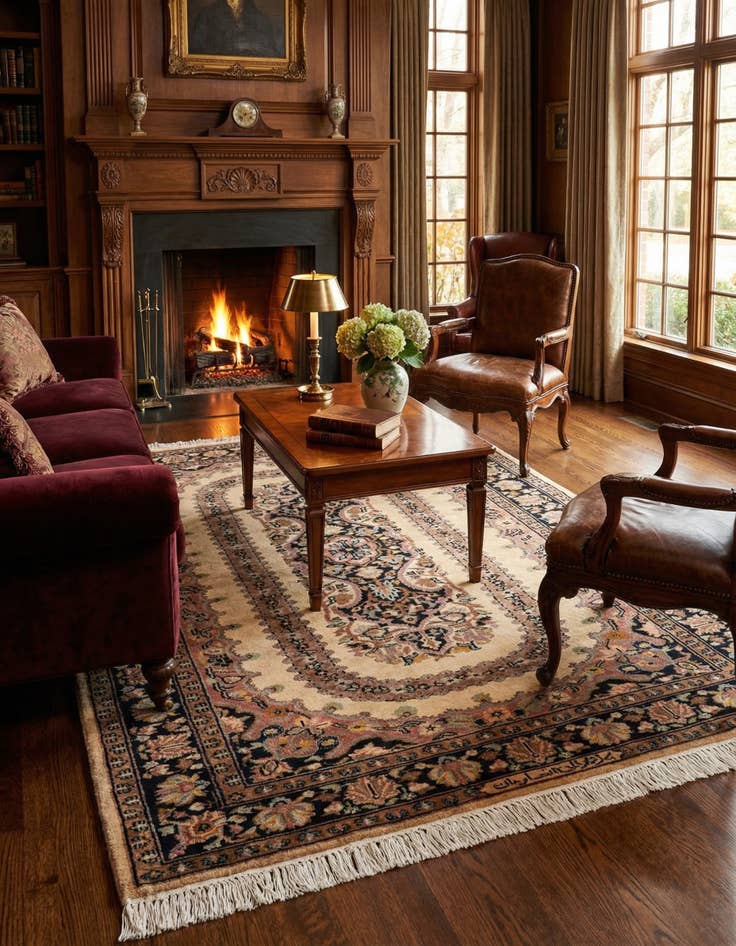 Detail image of  3' 3 x 5'  Hand Knotted Kashmir Oriental Wool Rug