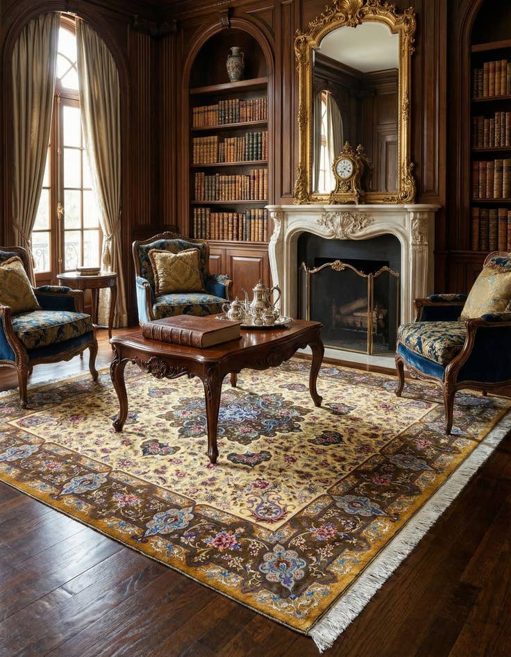 Detail image of 6' 6 x 6' 10 Ghom Silk Square Rug