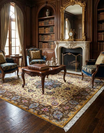 6' 6 x 6' 10 Ghom Silk Square Rug