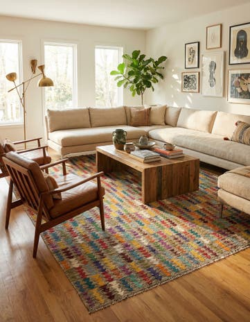 6' 9 x 8' 8 Hand Woven Kilim Modern Wool Rug