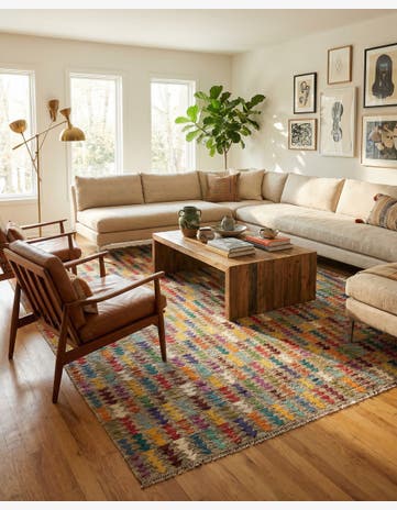 6' 9 x 8' 8 Hand Woven Kilim Modern Wool Rug
