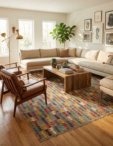 6' 9 x 8' 8 Hand Woven Kilim Modern Wool Rug